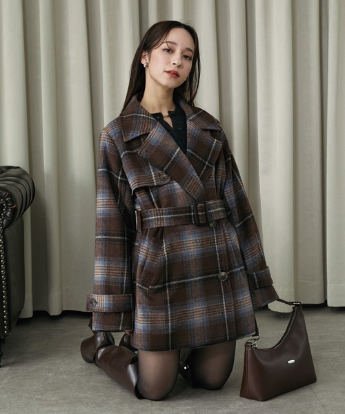 ELISHE | 2WAYチェックミドルコート - Buyee, an Online Proxy