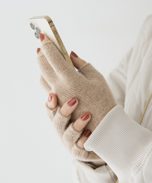 グレー リブ編み 指なし手袋 William Brunton WILLIAM BRUNTON｜3ply