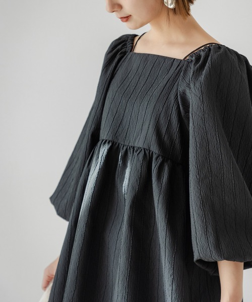 オフショルジャガードトップス ギャザーオフショルカットTOPS(M BLUE): トップス｜PMbox