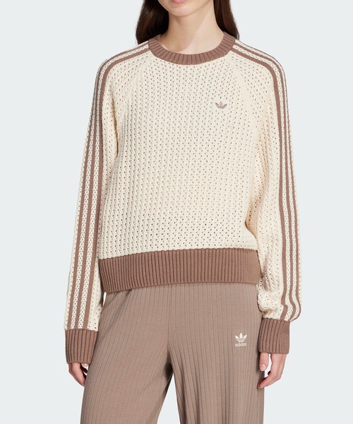 美品 adidas クルーネックニット マルチカラー ADIDAS | アディカラー ニット クルーネックセーター