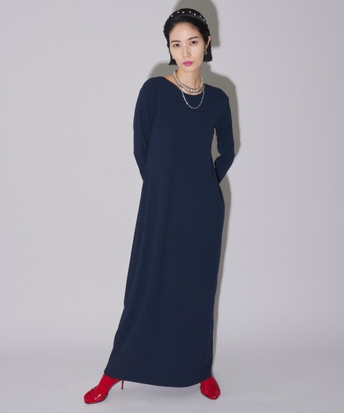 YAE | 2way Uneck rib long dress/2way Uネックリブロングドレス