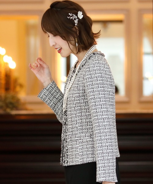 POURVOUS | フリンジツイードジャケット セレモニースーツ入学式