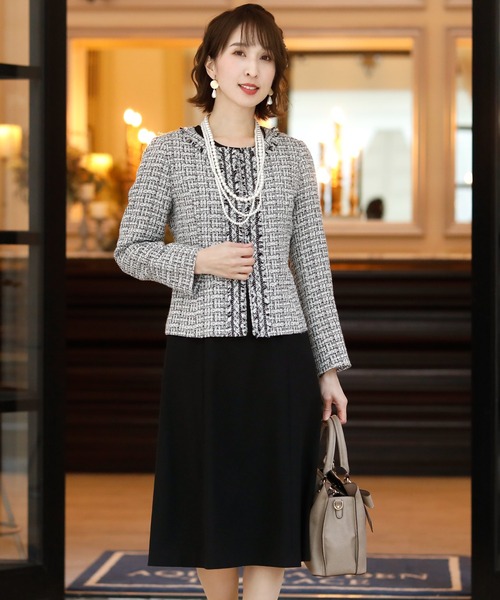 POURVOUS | フリンジツイードジャケット セレモニースーツ入学式