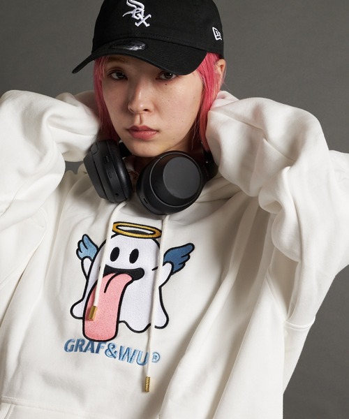 GRAF＆WU　グラフアンドウー お化けベロ刺繍パーカー　スウェットフーディー GRAF&WU/グラフアンドウー 12BOO GHOST プルパーカー(MENS
