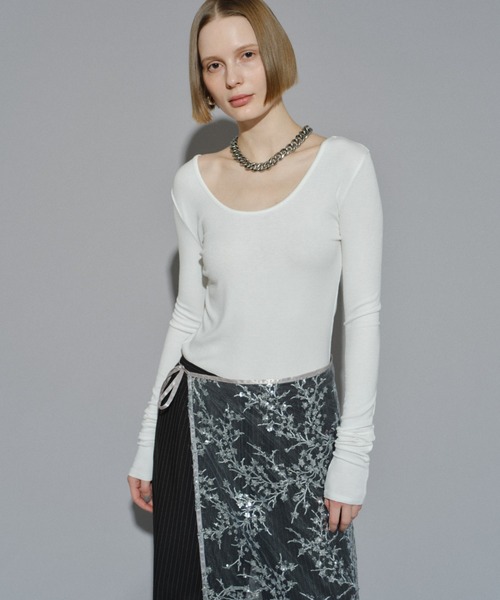 YAE | Super long sleeve 2way U-neck top/ スーパーロング