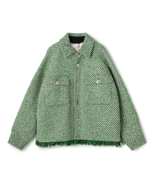 walls 緑色カバーオール TOMORROWLAND .B | GREEN TWEED オーバーサイズカバーオール - Buyee