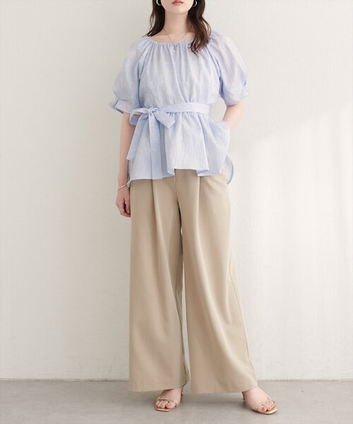 NATURAL COUTURE | 袖タックペプラムブラウス - Buyee, an Online 