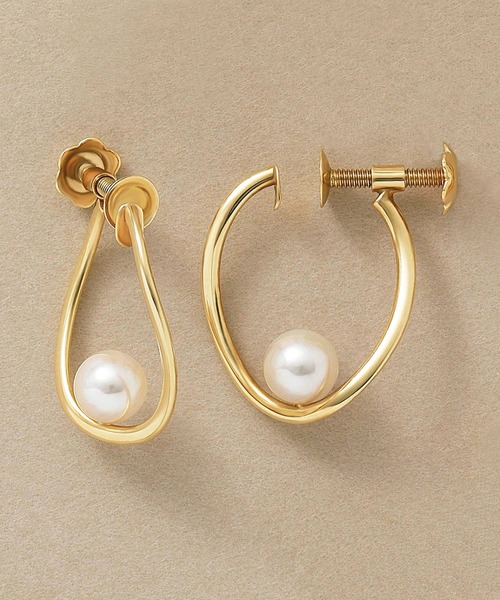 テイクアップ TAKE-UP K14/K10ヒネリツインフープピアスL(PG＆WG