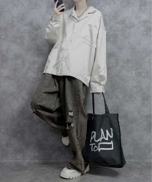 PLAN To ヴィンテージライクケミカルウォッシュダメージカラーデニム S Vintage Like Chemical Wash Damaged Color Denim