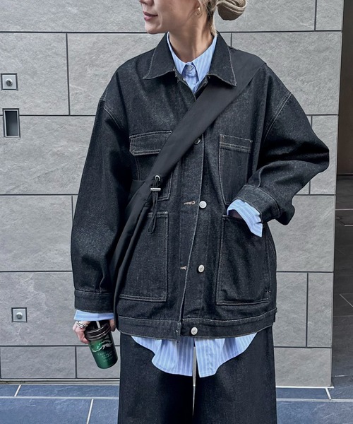 ADRER ラインスリーブトラックジップパーカー ジャケット XS (デニム) デニム) ファッション ADRER ラインスリーブトラックジップ