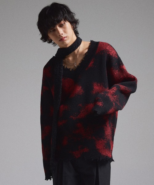 Grancy Pierced Damage Knit Sサイズ】 GRANCY】Pierced Damage Knit