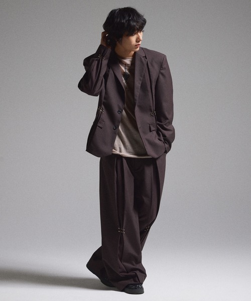 【最安値】GRANCY ピアスデザインタックスラックス S GRANCY | 【GRANCY】Pierced Tuck Slacks / ピアスデザインタック