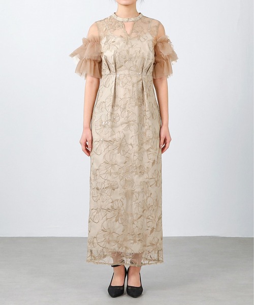 KANA | チュールフリルスリーブ スパンコール 刺繍レース パーティー