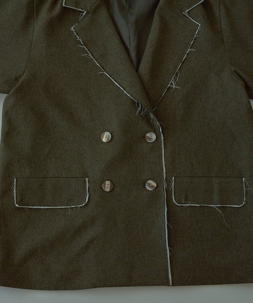 loin nuit カットオフダブルジャケット　カーキ loin nuit（ロワンニュイ）の「cut off double jacket / カットオフ