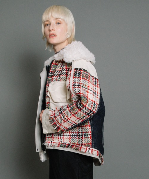 AULA AILA | ツイードデニムコンビネーションブルゾン - Buyee, an