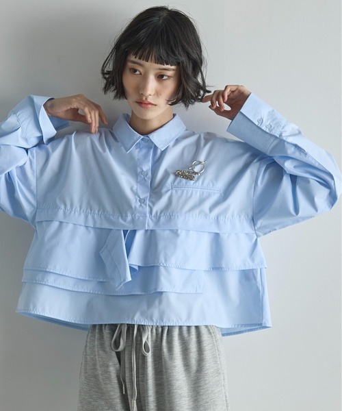 THE YON | ラッフルヘムクロップドシャツ - Buyee, an Online