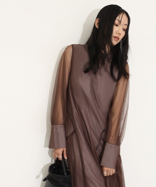 ATLO | ミモレ丈&袖ありフォーマルチュールパイピングセレモニー結婚式