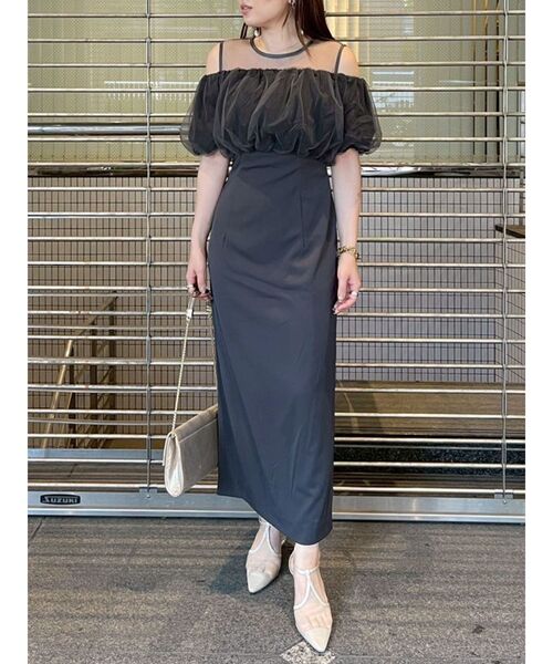 LADYシアーボレロレイヤードワンピース　ノースリーブ　ボレロ　ロング　半袖 セール】LADYシアーボレロレイヤードワンピース（ドレス
